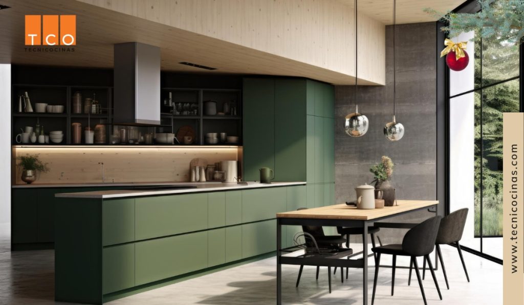 Uso del color verde en la decoración de cocinas